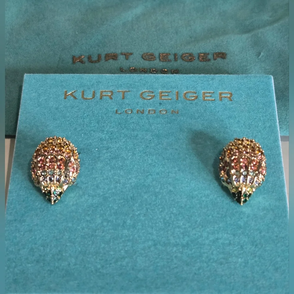 Kurt Geiger Gold and Multicolor Eagle Head Stud Earrings - Picture 3 of 5